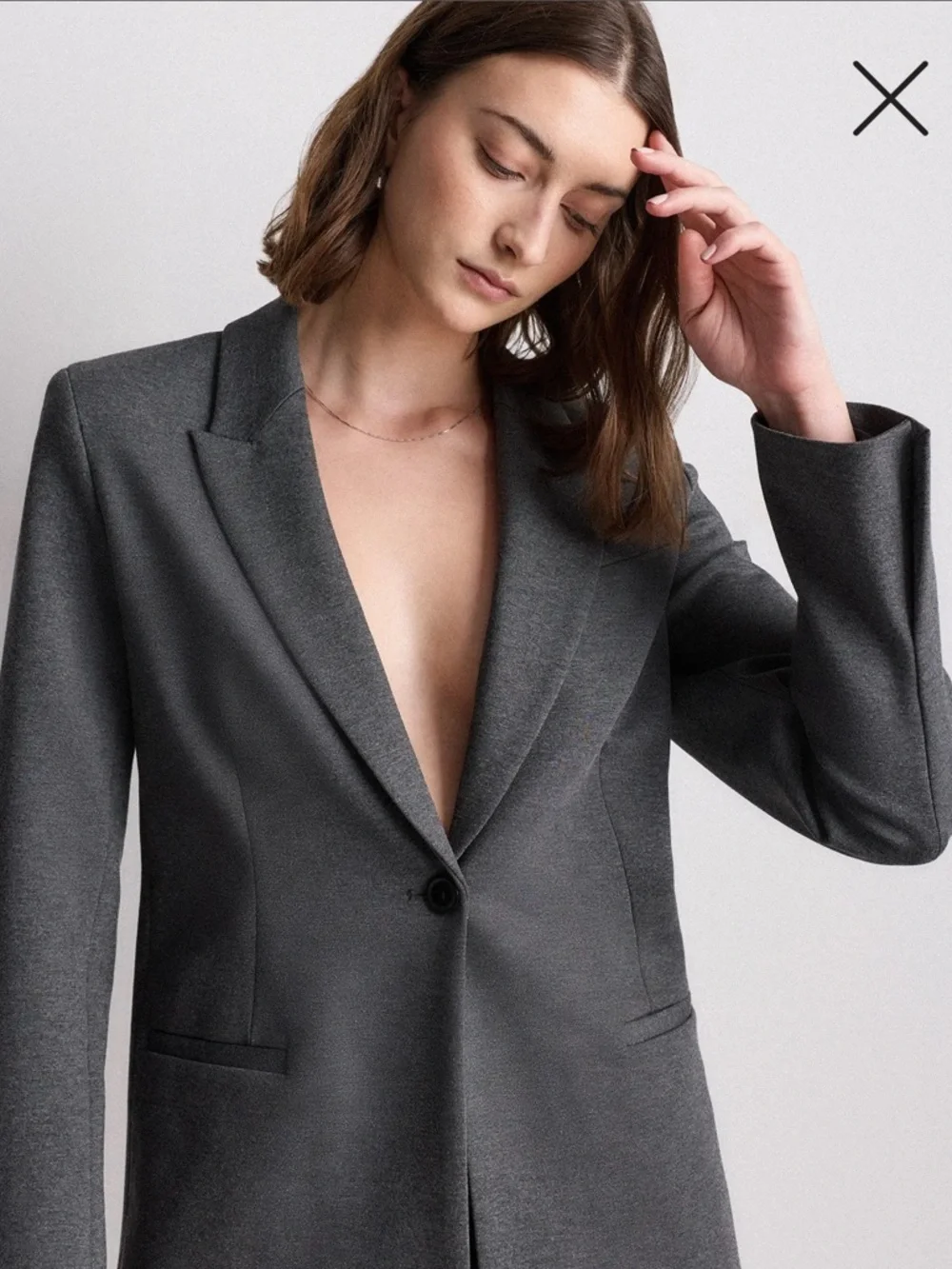 Quince Ultra Stretch Ponte Blazer Charcoal Gray Tailored Work Jacket M - Picture 3 of 9